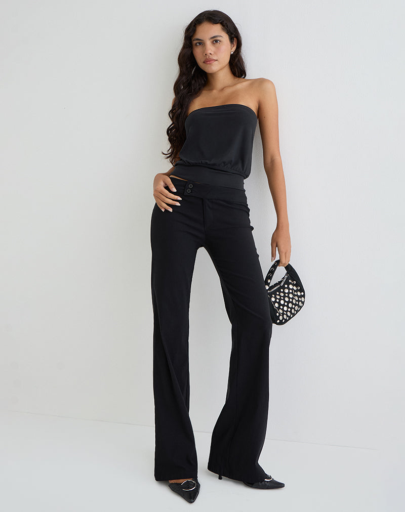 Imagen de Leocadia Bandeau Top en Cupro Negro