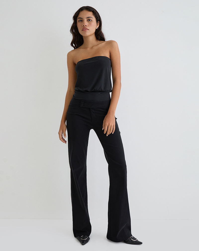 Leocadia Bandeau Top en Cupro Negro