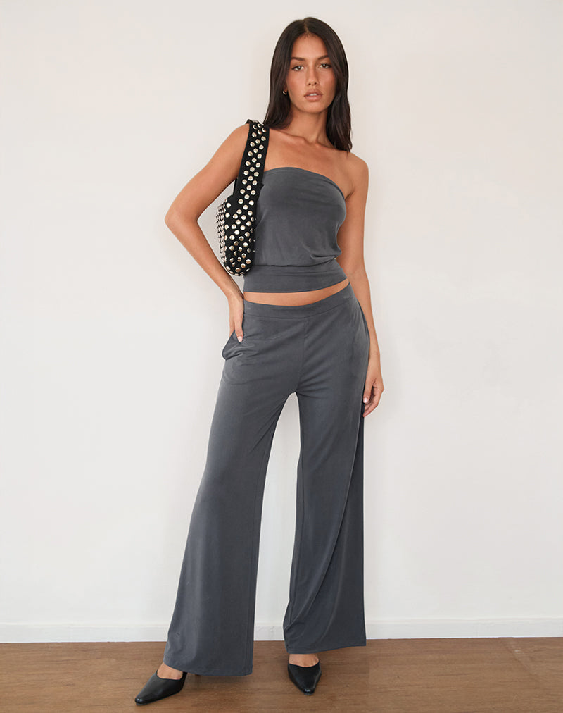Pantalón Baku de pierna ancha en gris oscuro