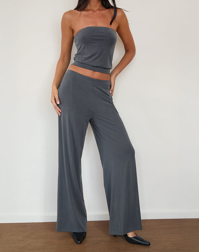 Pantalón Baku de pierna ancha en gris oscuro