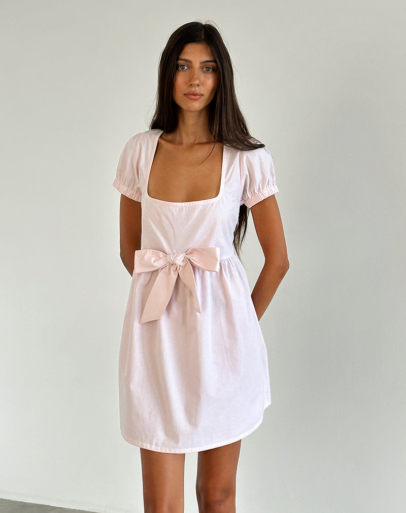 Imagen del minivestido Leshiana de popelina rosa claro