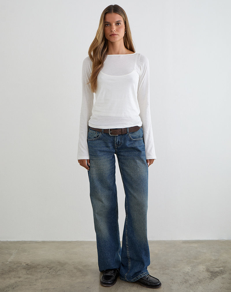 Imagen de la camiseta de manga larga Levon en jersey blanco roto