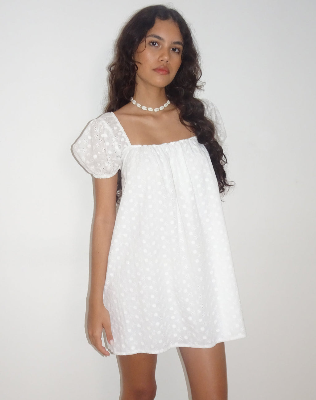 Minivestido Leyona Broderie Blanco