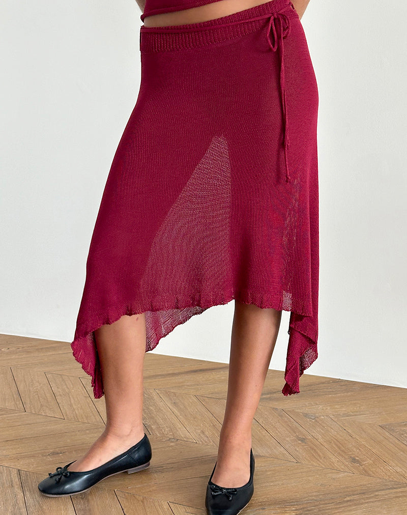 imagen de Leysa Midi Skirt in Sheer Knit Red