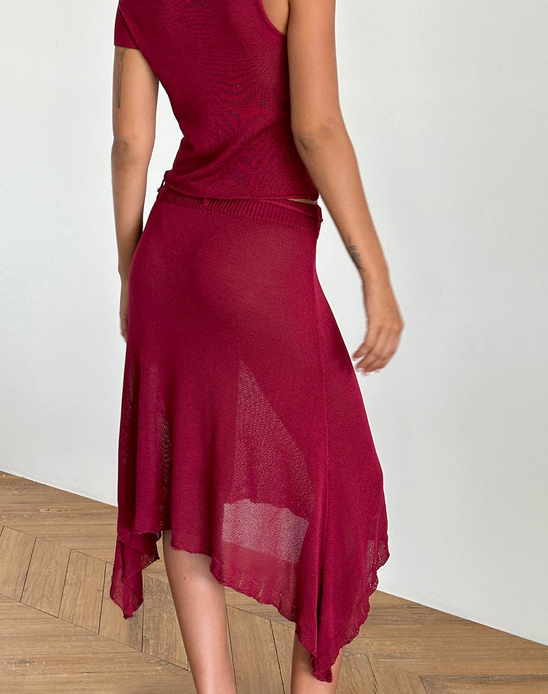 imagen de Leysa Midi Skirt in Sheer Knit Red