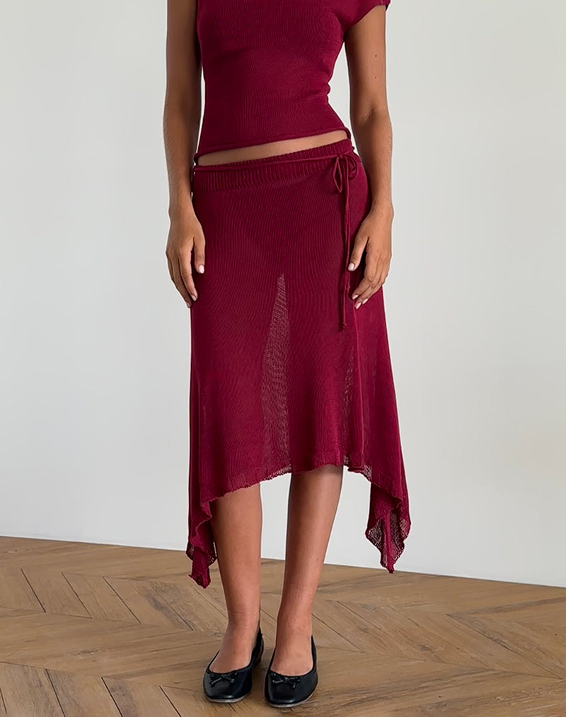 imagen de Leysa Midi Skirt in Sheer Knit Red