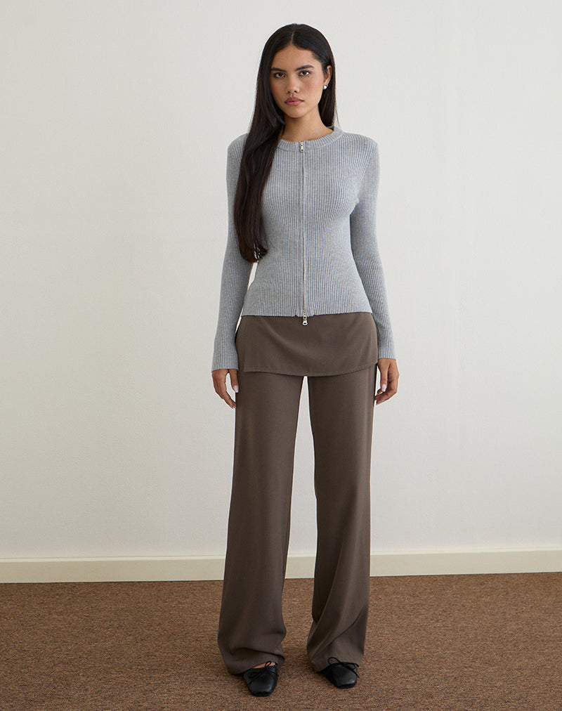 Imagen de Liano Zip Cardigan in Rib Knit Grey