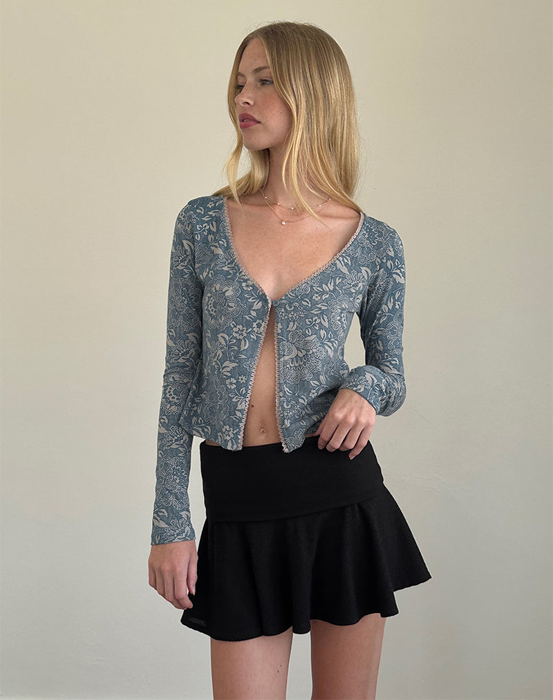 Libby Cardi en Lycra Estampado Ornamentado Azul