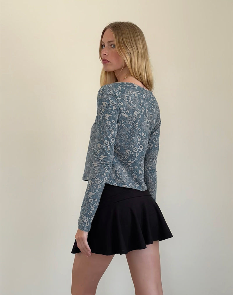 Libby Cardi en Lycra Estampado Ornamentado Azul