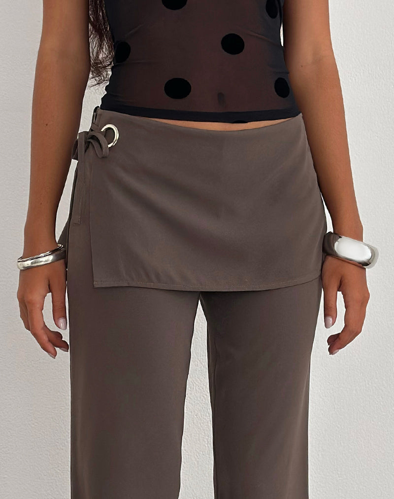 Image of Elka Wrap Trouser in Tailoring Truffle