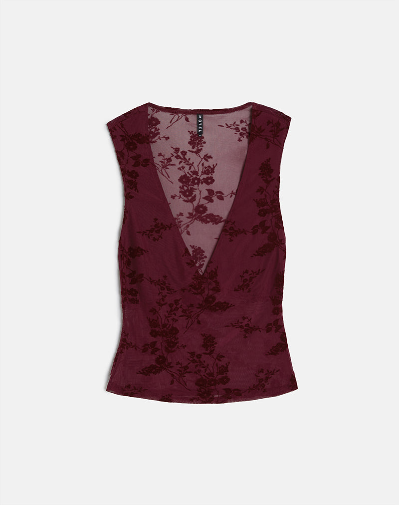 Imagen de Lihat Top en Botanical Flock Flower Granate