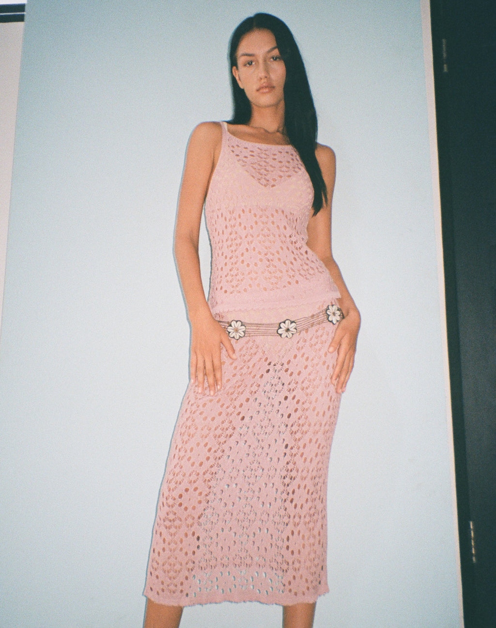Cami de ganchillo Limu en rosa empolvado