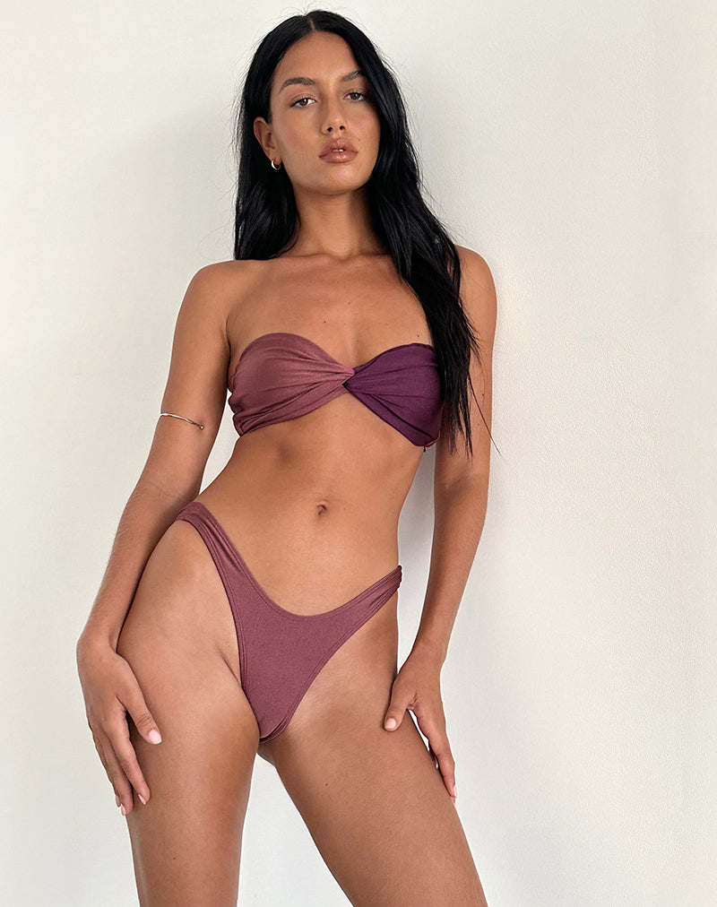 Top de bikini Linda Twist en malva profundo ciruela
