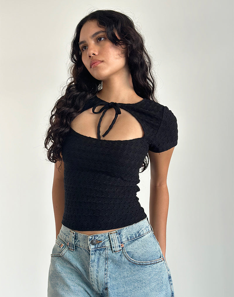 Top Lindsay en negro texturizado