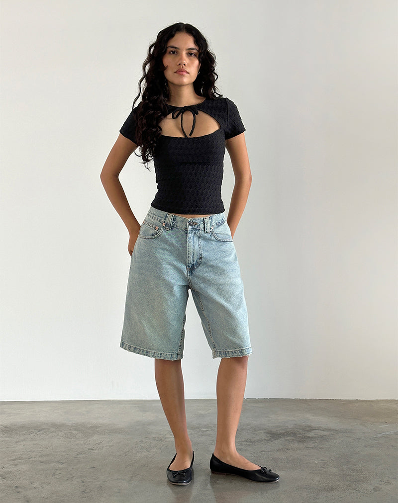 Top Lindsay en negro texturizado