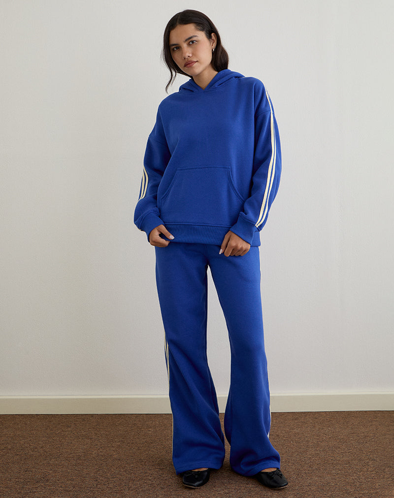 Sudadera con capucha Lingwu en azul cobalto con ribete sudoroso