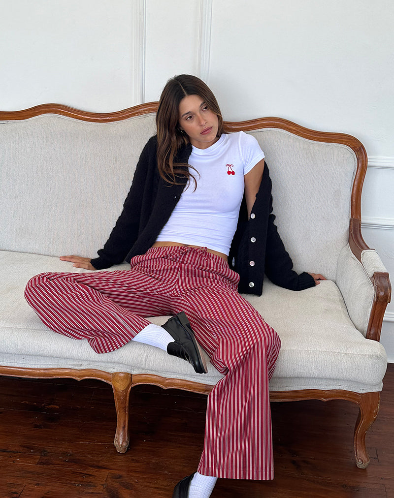 Imagen de Lirura Pantalón casual a rayas granate