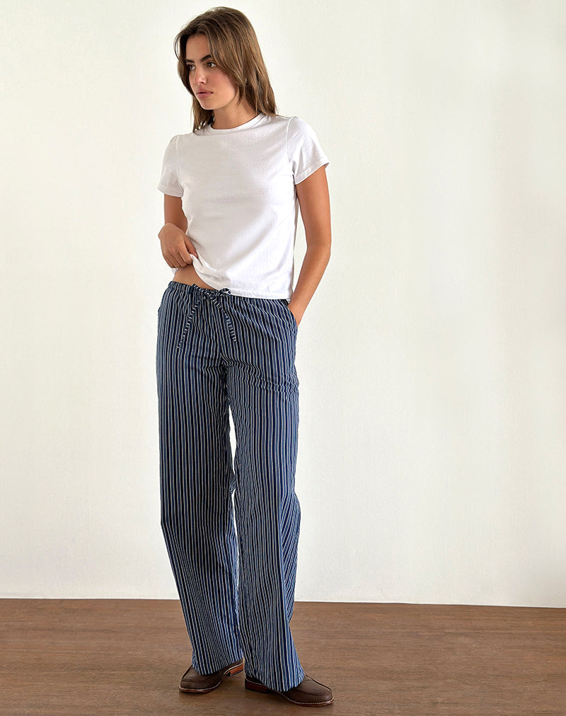 Imagen de Lirura Pantalones anchos de raya índigo Azul oscuro