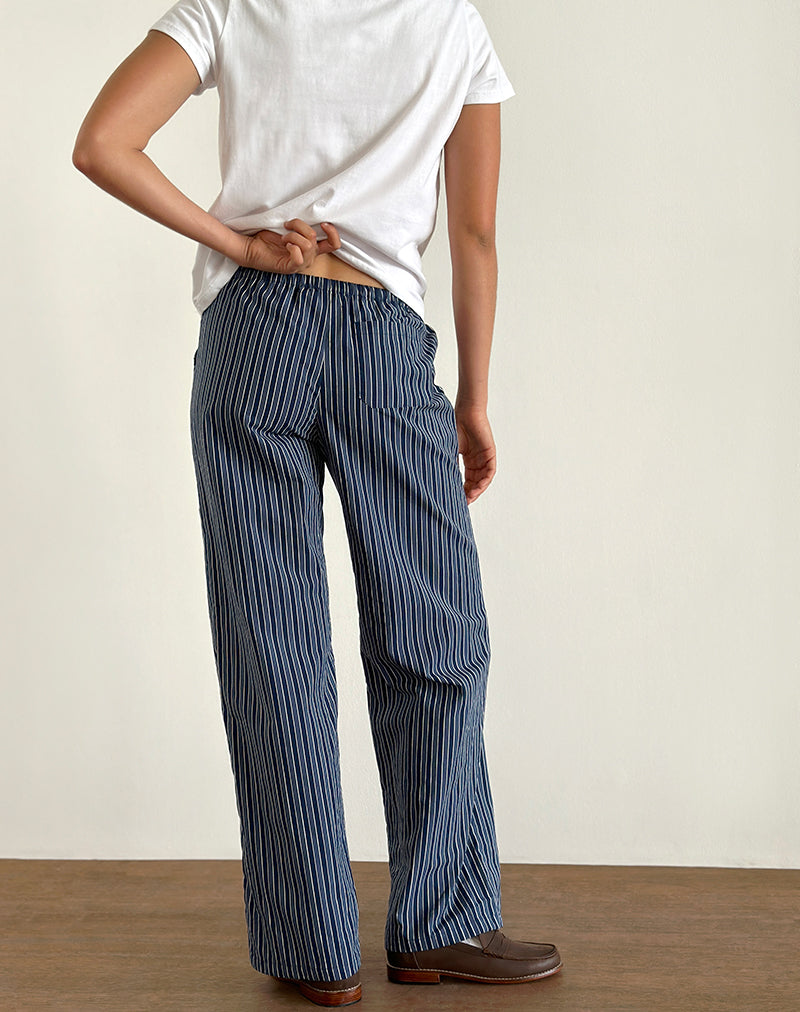 Imagen de Lirura Pantalones anchos de raya índigo Azul oscuro
