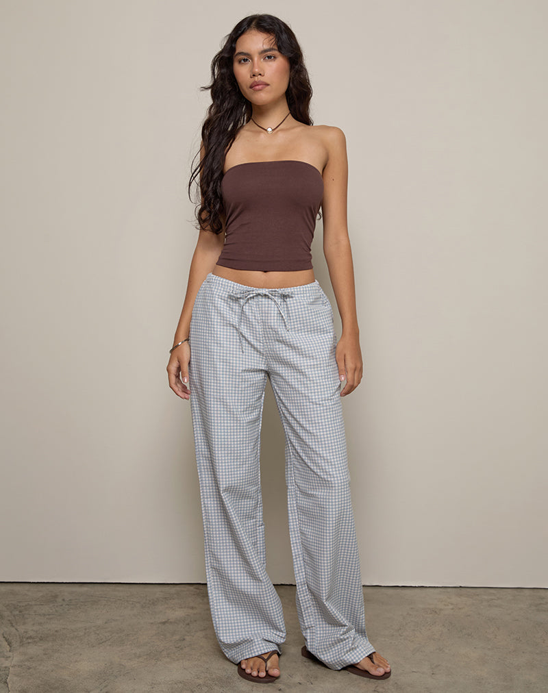 Pantalón Lirura Mini Gingham Azul y Gris