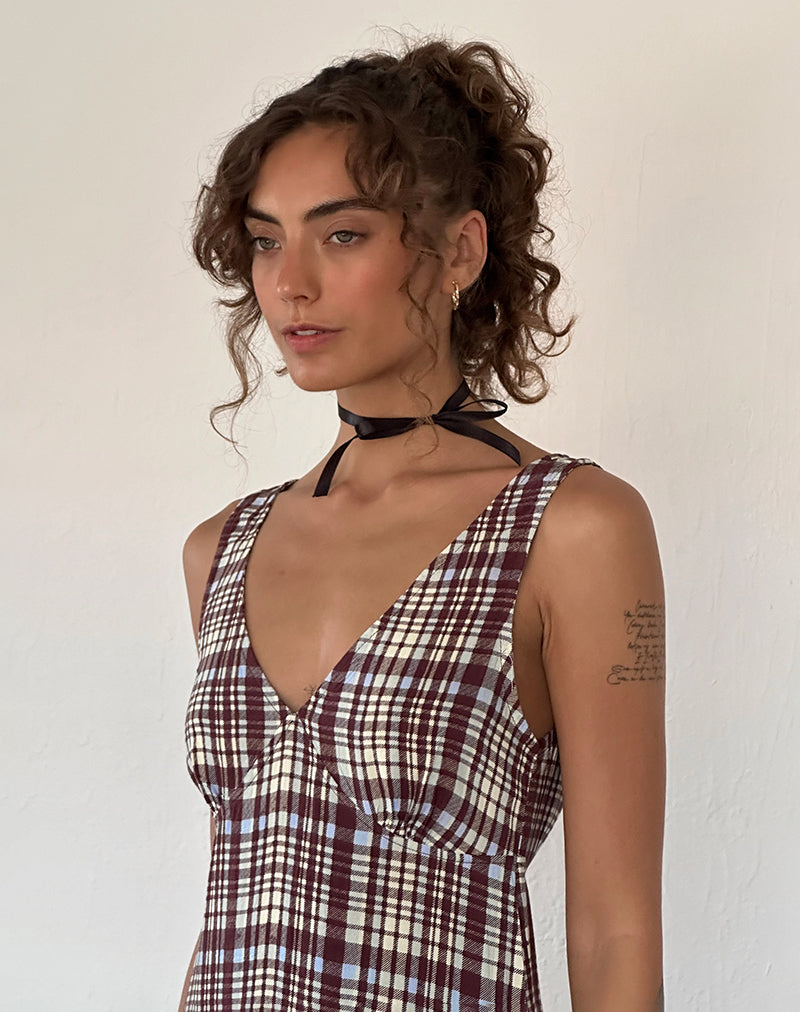 Imagen de Liva Midi Dress in Multi Check Marrón