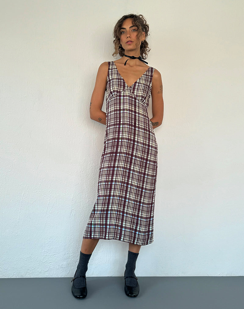 Imagen de Liva Midi Dress in Multi Check Marrón