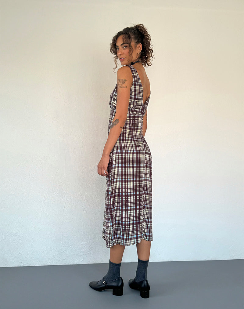 Imagen de Liva Midi Dress in Multi Check Marrón