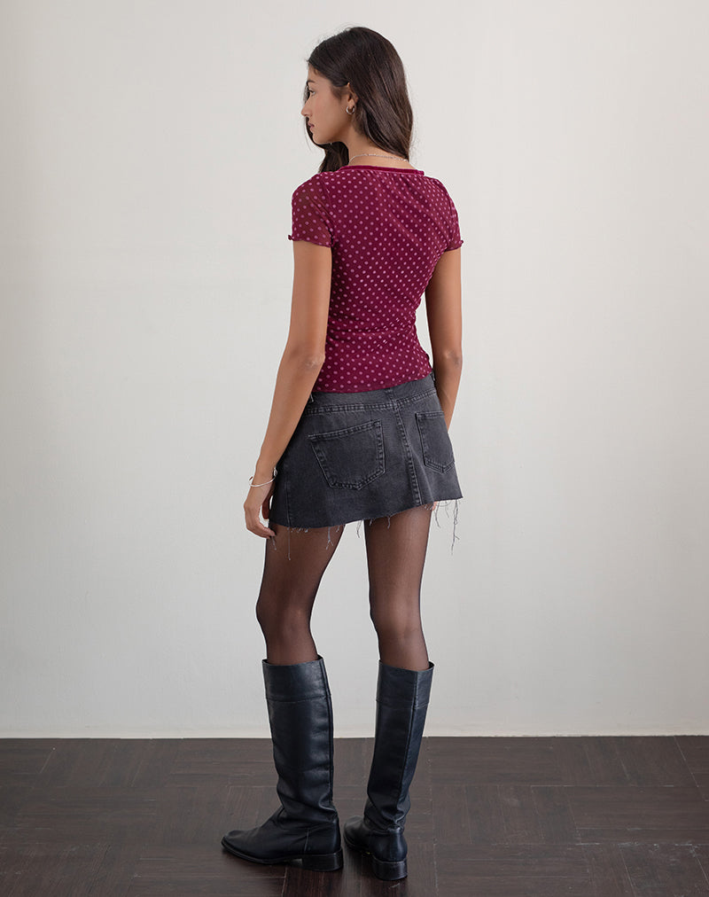 Top Livi en Polka Flock Rojo Baya