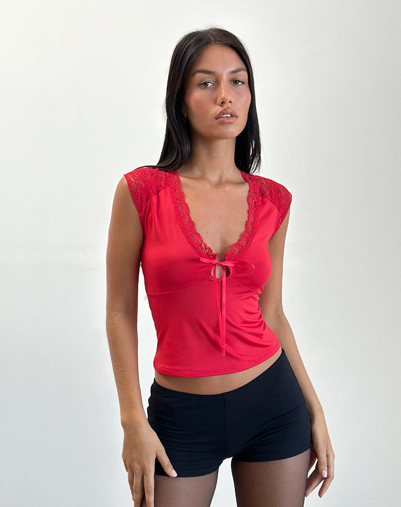 Imagen de Livina Top de encaje de punto Slinky Rojo