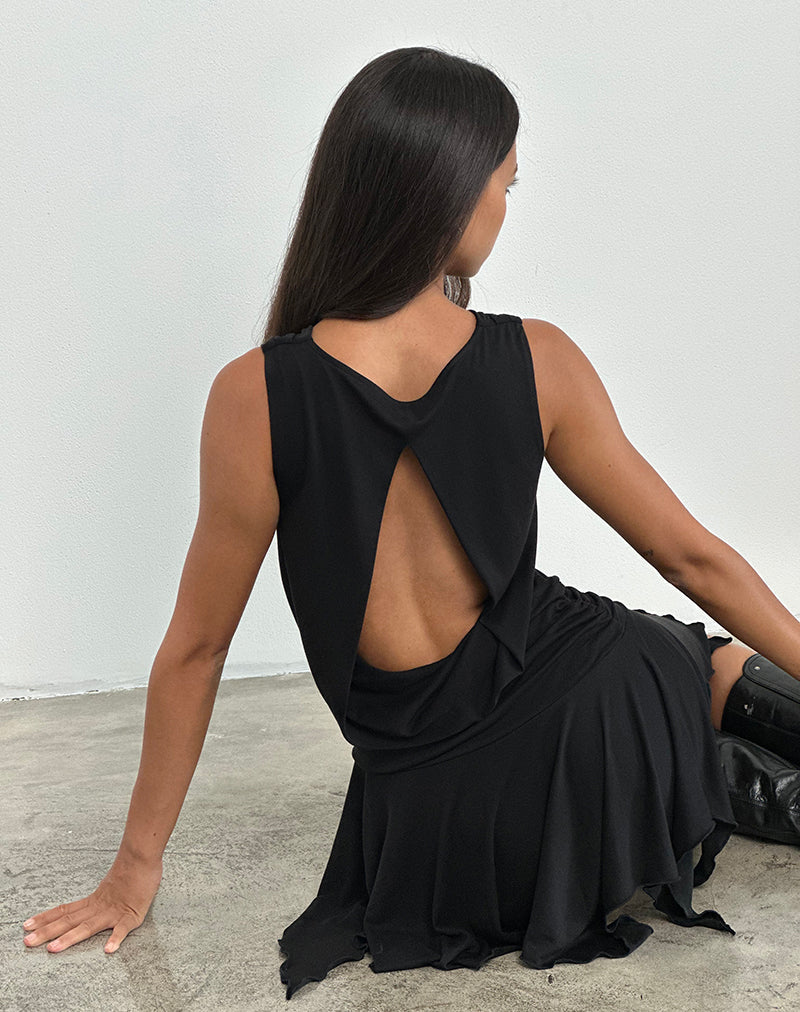 Imagen de Lizella Hem Mini Dress in Cupro Negro