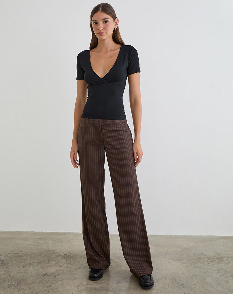 Top cruzado Lobos en jersey de rayón negro