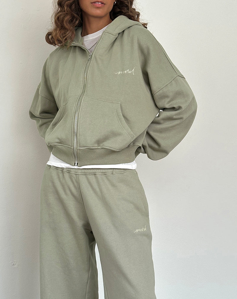 Imagen de Loose Jogger en London Fog con bordado 'MOTEL' en marfil