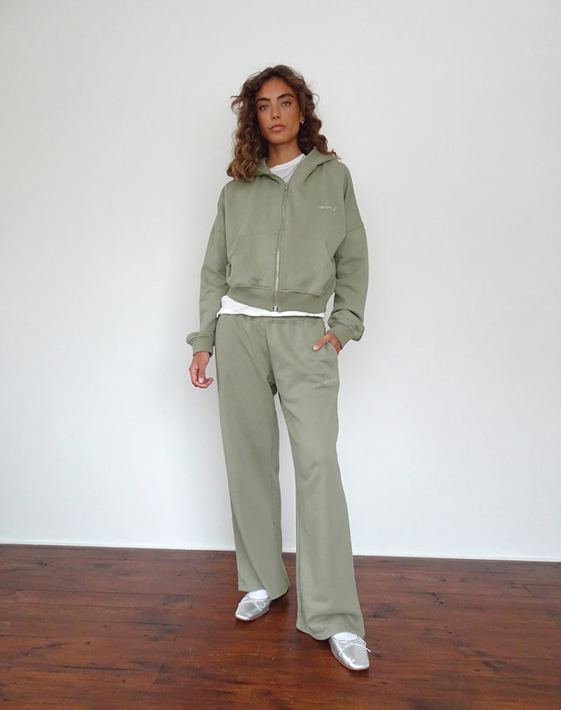 Imagen de Loose Jogger en London Fog con bordado 'MOTEL' en marfil