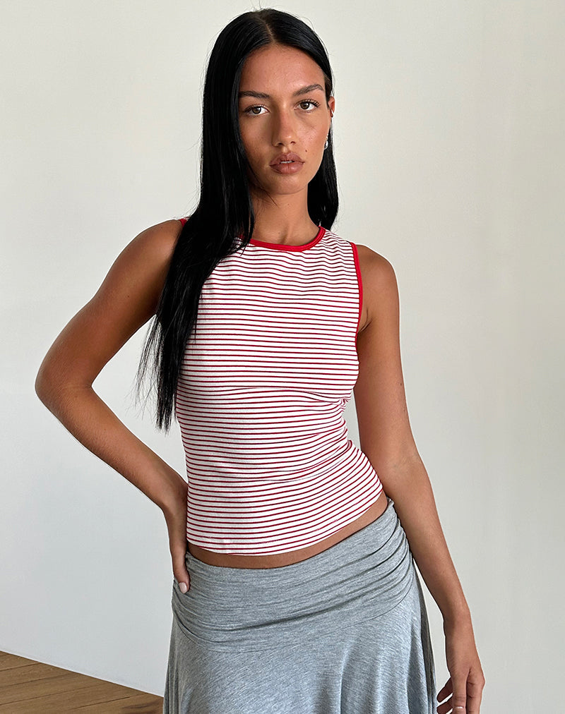 imagen de Lorde Tank Top in Red and White Stripe
