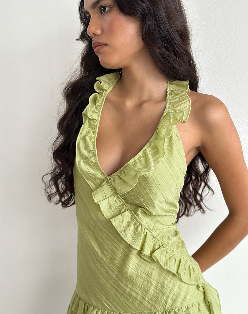 Minivestido Lorena de gasa a rayas verde