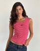 Image of Lorica Camiseta de tirantes a rayas rojas y blancas con estampado de fresas