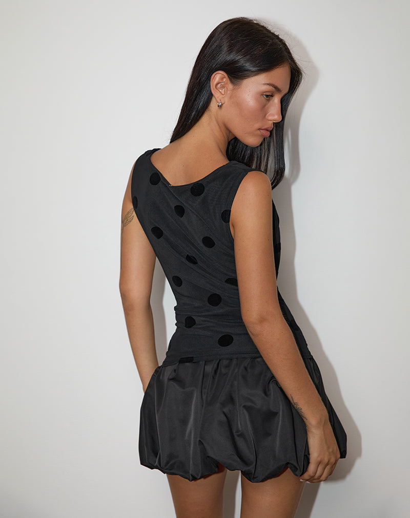Imagen de Losa Cowl Top en Big Polka Flock Negro