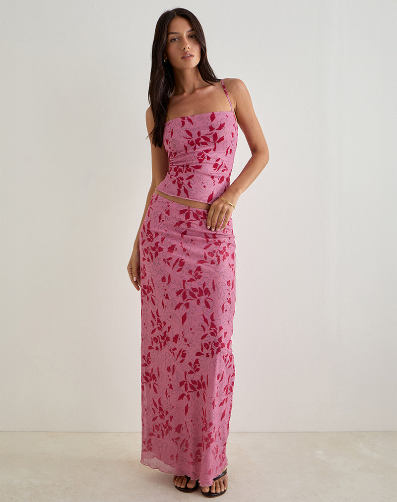 Camiseta Lotus Cami en Stencil Flor Rosa
