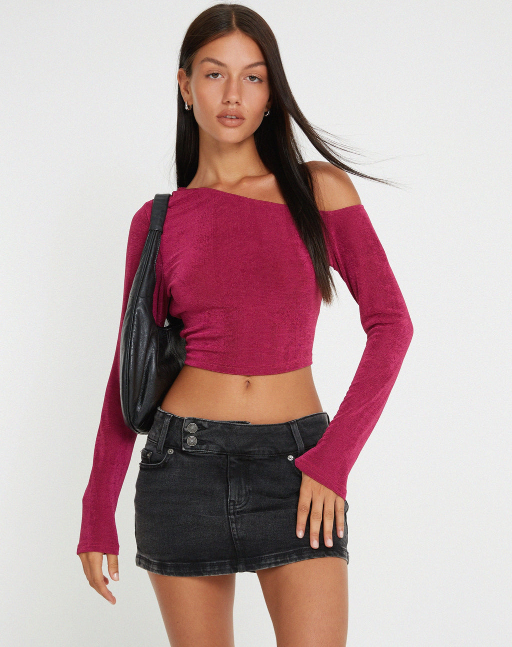 Lousa Top de manga larga en magenta púrpura