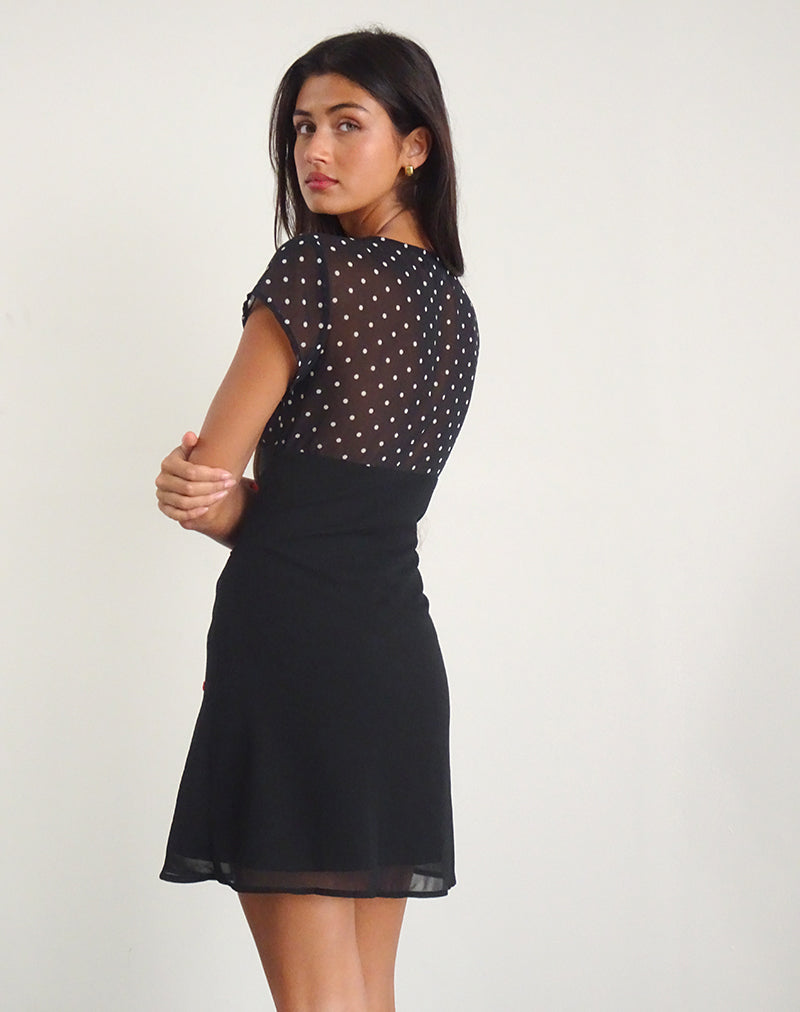 Imagen del minivestido Lovita en Basic Polka Negro