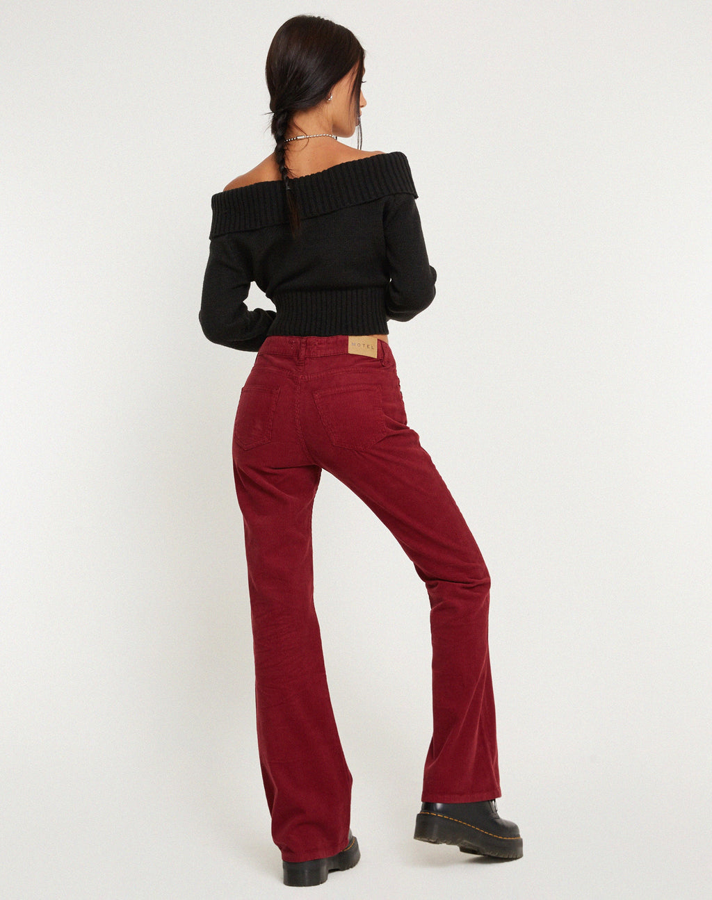 Vaqueros Low Rise Bootleg en Cord Maroon