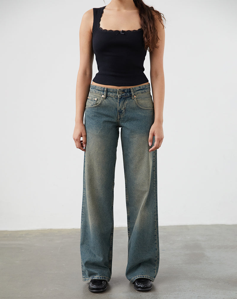 Imagen de Low Rise Parallel Jeans in Brown Blue Acid