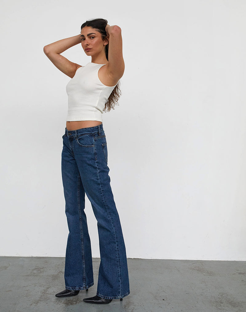 Imagen de Rigid Low Rise Flare Jeans In Mid Blue Used