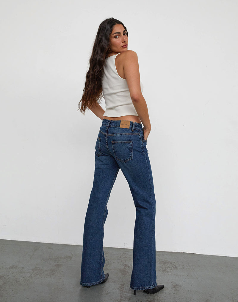 Imagen de Rigid Low Rise Flare Jeans In Mid Blue Used
