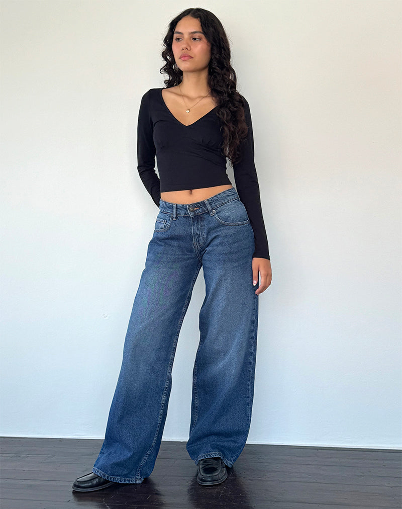 Imagen de Roomy Extra Wide Low Rise Jean en College Blue
