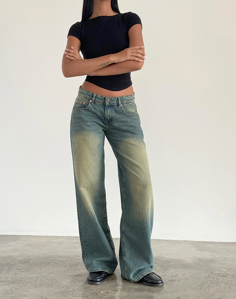 Imagen de Roomy Extra Wide Low Rise Jean en color Mid Used Green