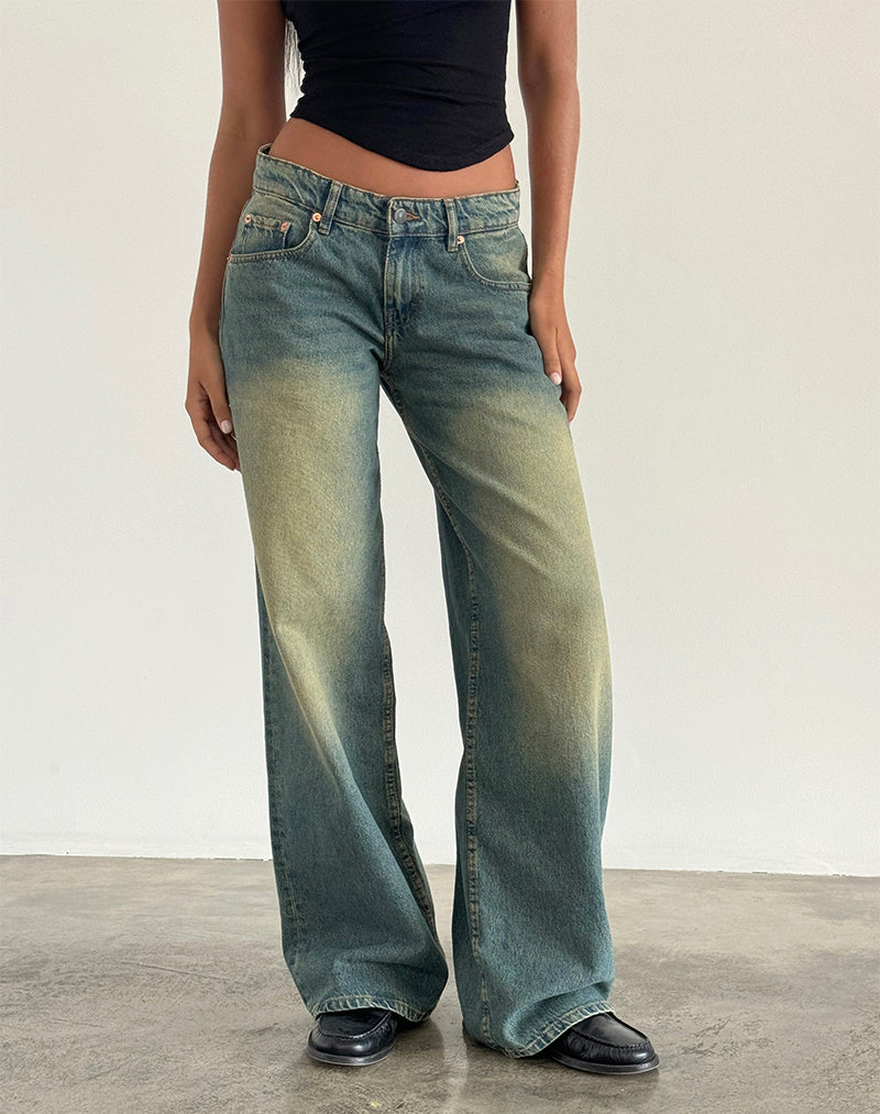 Imagen de Roomy Extra Wide Low Rise Jean en color Mid Used Green