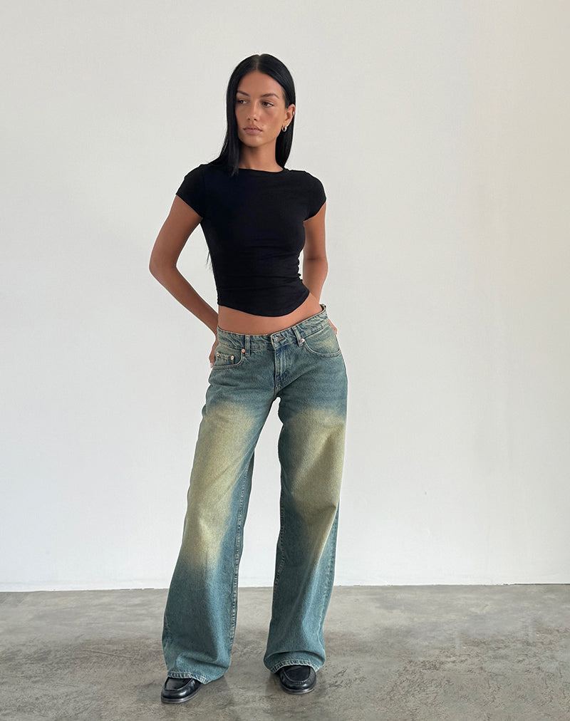Imagen de Roomy Extra Wide Low Rise Jean en color Mid Used Green