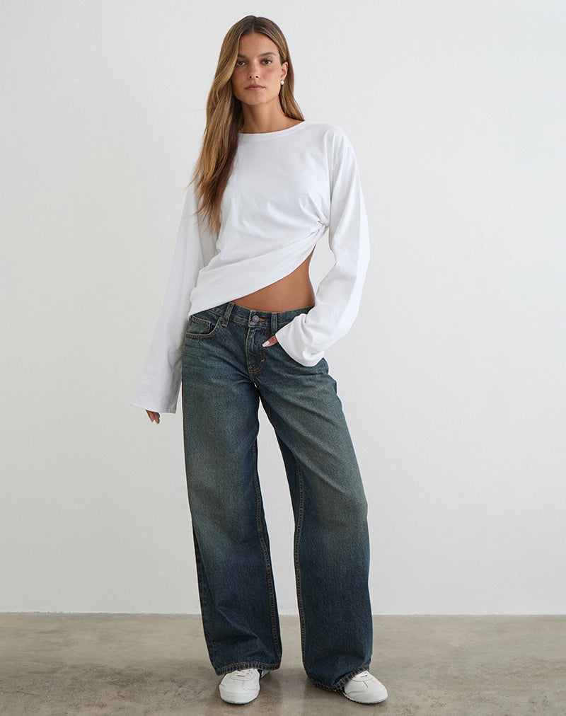 Imagen de vaqueros amplios de talle bajo en verde sucio