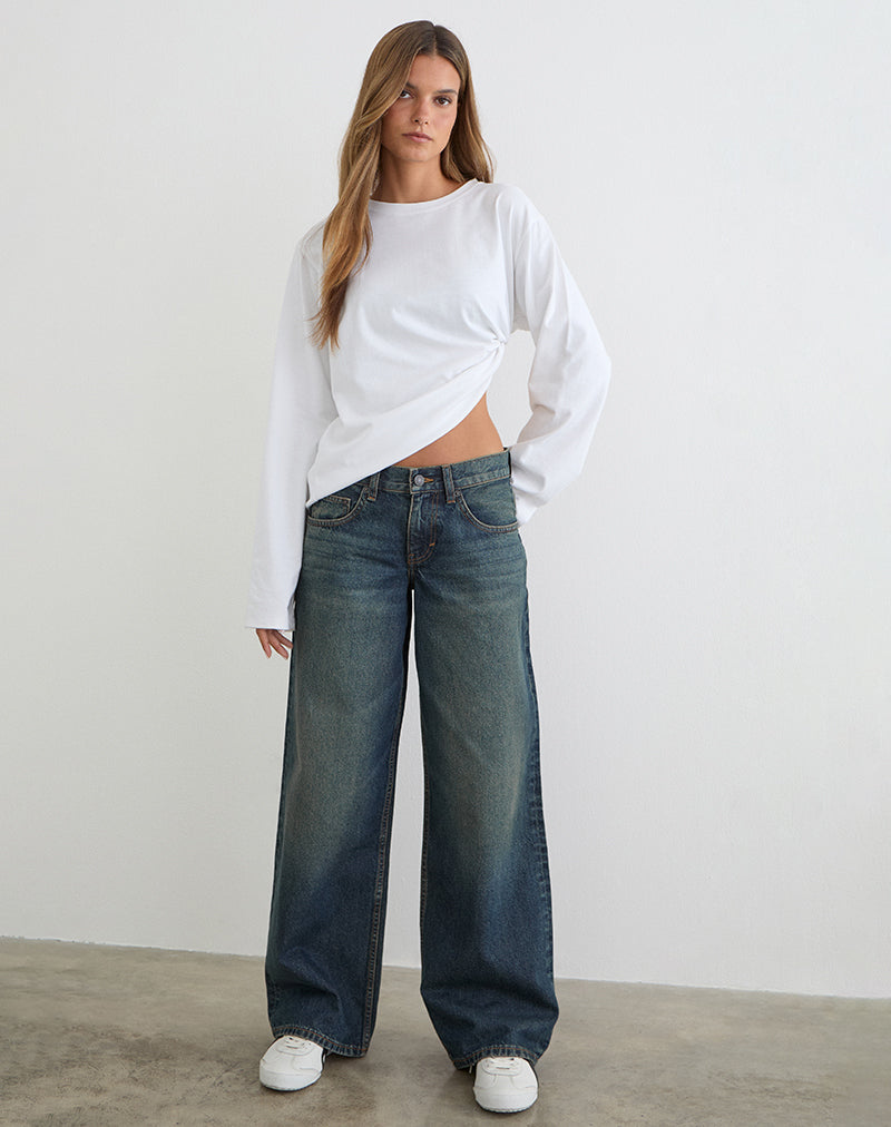 Imagen de vaqueros amplios de talle bajo en verde sucio